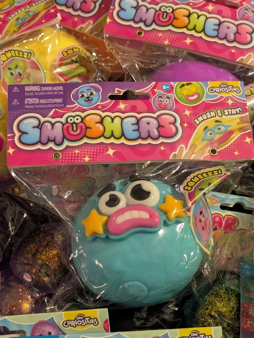 NEW ORB Curiosities Smushers Blue Monster Squishy Stress Toy Fidget Sensory